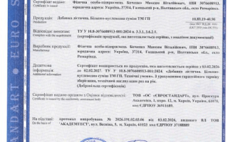 Сертифікація відповідності добавки дієтичної – білково-вуглеводної суміші ТМ «ГП»