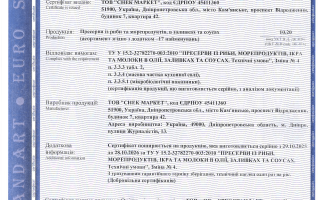 Сертифікація пресервів із риби та морепродуктів: кейс для ТОВ «СНЕК МАРКЕТ»