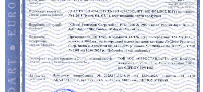 Сертифікація презервативів TM ONE, TM MyONE за ДСТУ EN ISO 4074:2015 – кейс компанії